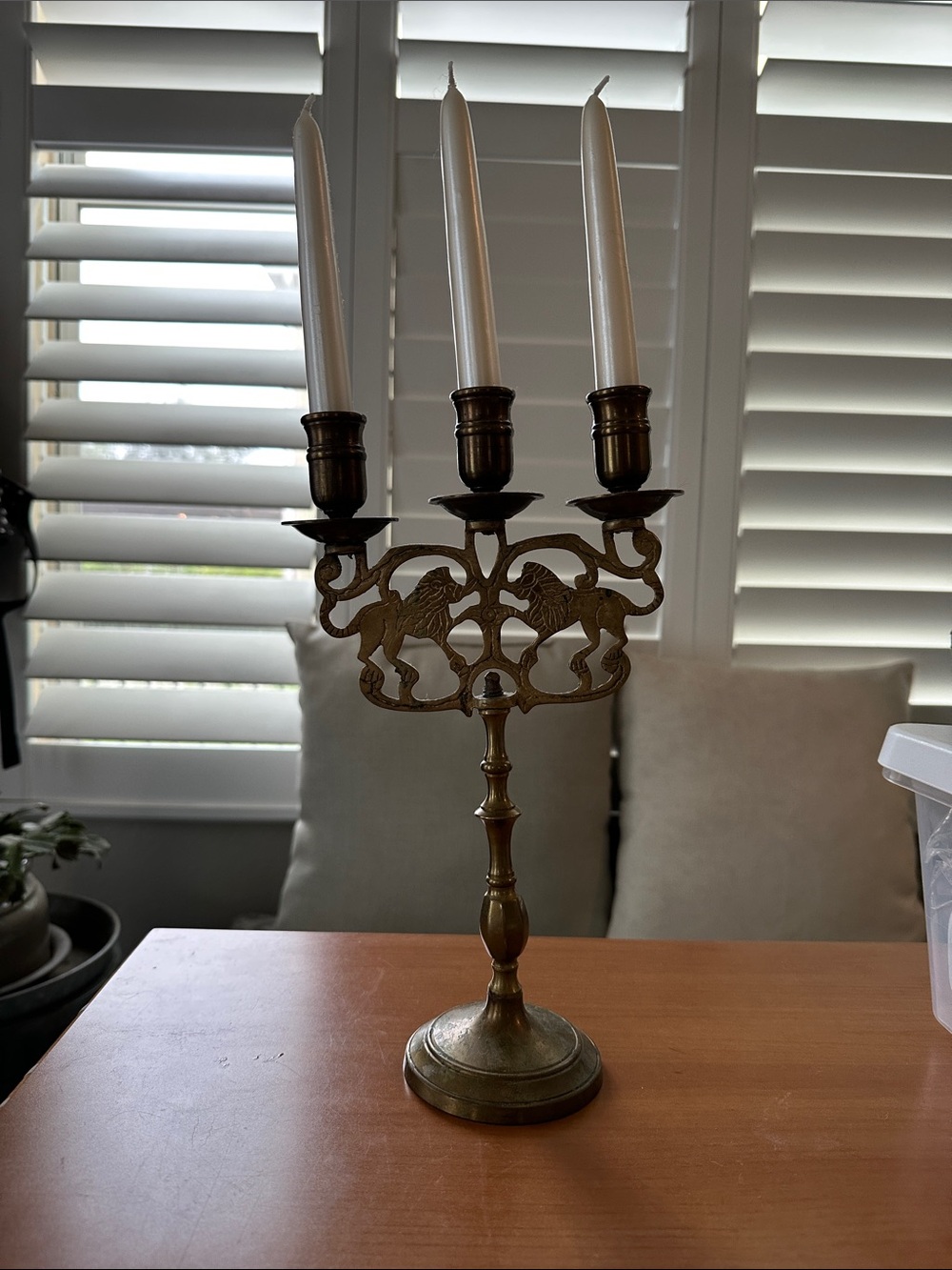 Brass Lion of Judah Candlestick Holder
